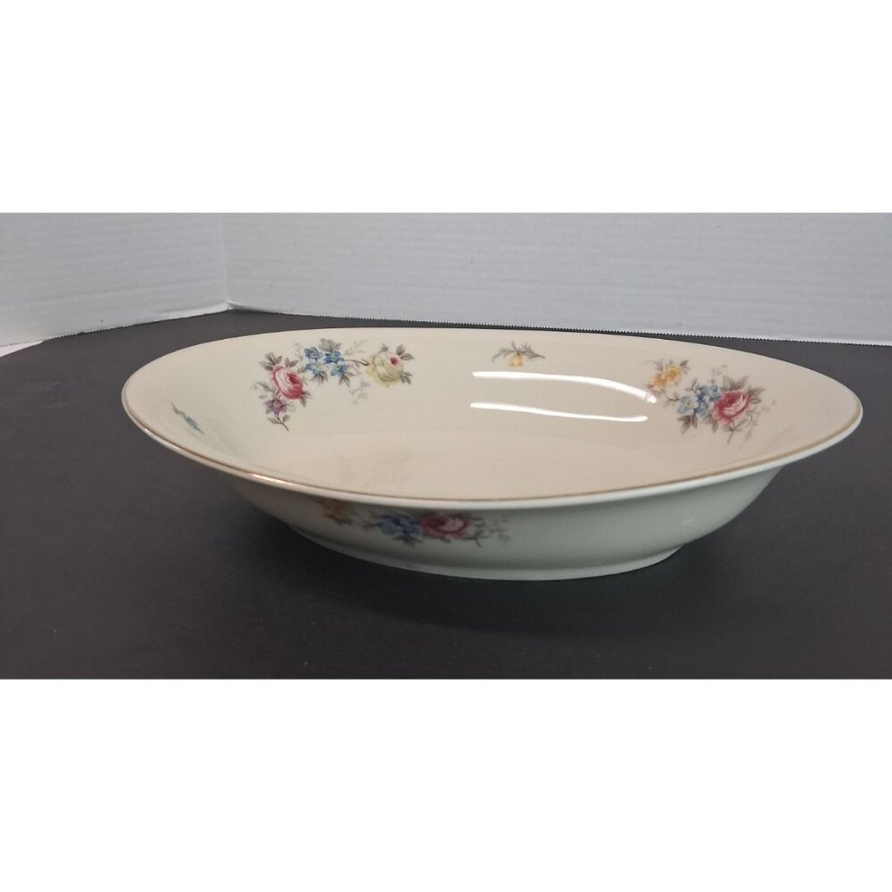 VTG Hutschenreuther Selb Bavaria Floral Oval Serving Bowl 10 1/8” Germany 1950s